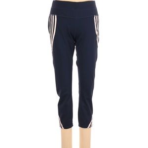 Athleta Chaturanga Capri leggings Blue Textured Zippered Back Pocket Small